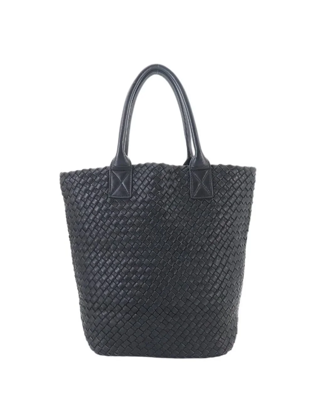 Bottega Veneta Intrecciato Cabas Tote Leather Black Gold